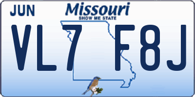 MO license plate VL7F8J
