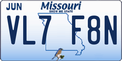 MO license plate VL7F8N