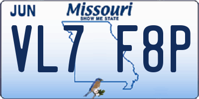 MO license plate VL7F8P