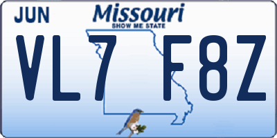 MO license plate VL7F8Z