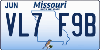 MO license plate VL7F9B