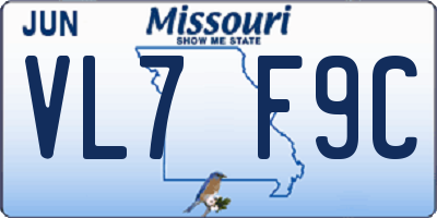 MO license plate VL7F9C