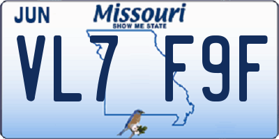 MO license plate VL7F9F