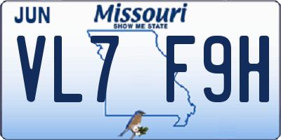 MO license plate VL7F9H