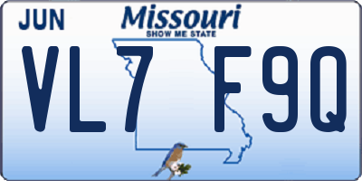 MO license plate VL7F9Q