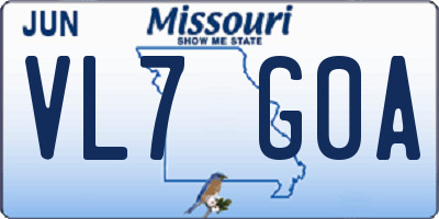 MO license plate VL7G0A