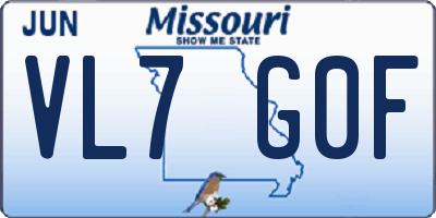 MO license plate VL7G0F