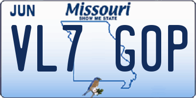 MO license plate VL7G0P