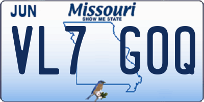 MO license plate VL7G0Q