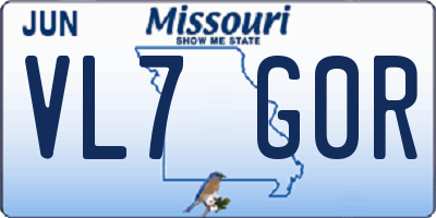MO license plate VL7G0R