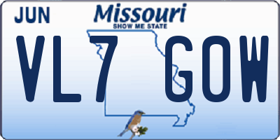 MO license plate VL7G0W