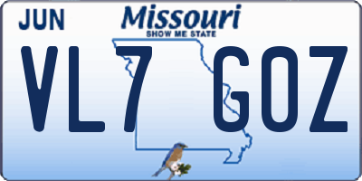 MO license plate VL7G0Z