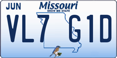 MO license plate VL7G1D
