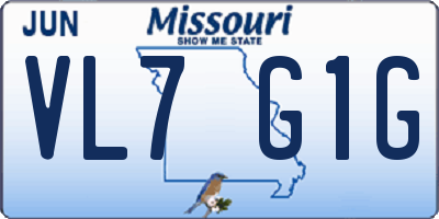 MO license plate VL7G1G