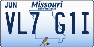 MO license plate VL7G1I