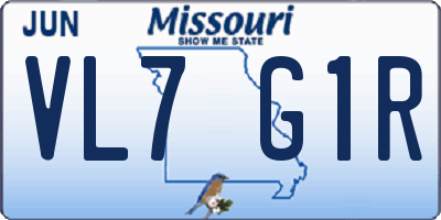 MO license plate VL7G1R