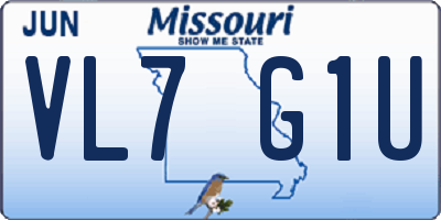 MO license plate VL7G1U