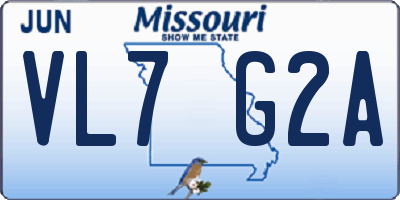 MO license plate VL7G2A