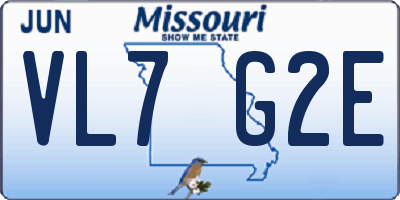 MO license plate VL7G2E