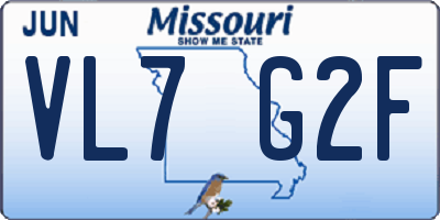 MO license plate VL7G2F