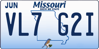 MO license plate VL7G2I