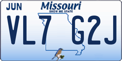MO license plate VL7G2J