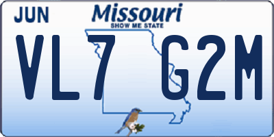 MO license plate VL7G2M