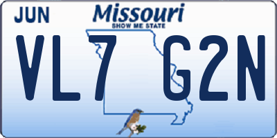 MO license plate VL7G2N