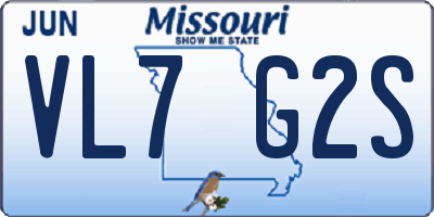 MO license plate VL7G2S