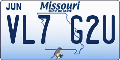 MO license plate VL7G2U