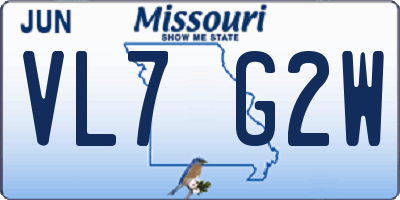 MO license plate VL7G2W