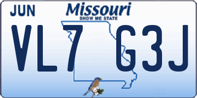 MO license plate VL7G3J