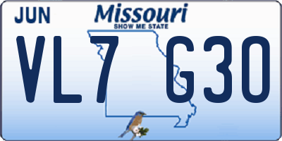MO license plate VL7G3O