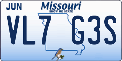 MO license plate VL7G3S