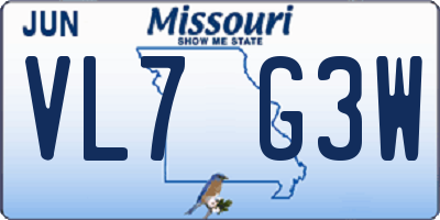 MO license plate VL7G3W