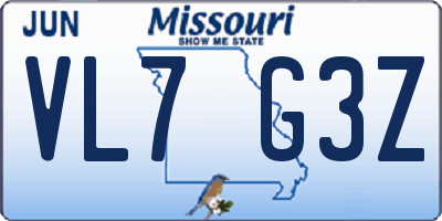 MO license plate VL7G3Z