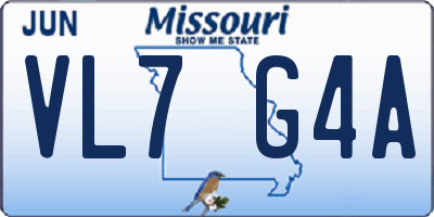 MO license plate VL7G4A