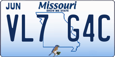MO license plate VL7G4C
