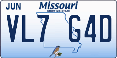 MO license plate VL7G4D