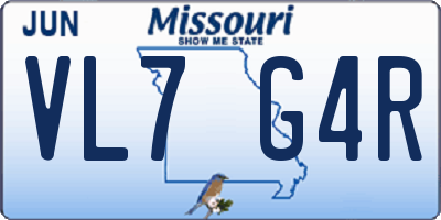 MO license plate VL7G4R