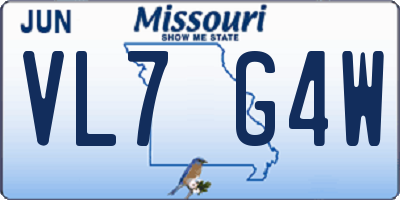 MO license plate VL7G4W