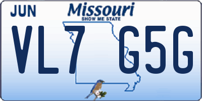 MO license plate VL7G5G