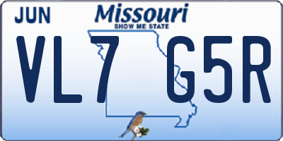 MO license plate VL7G5R