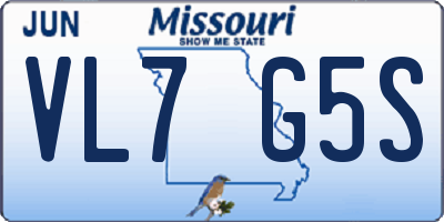 MO license plate VL7G5S