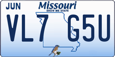MO license plate VL7G5U
