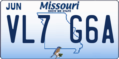 MO license plate VL7G6A