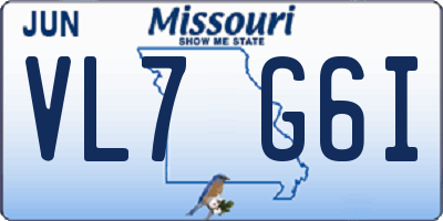 MO license plate VL7G6I