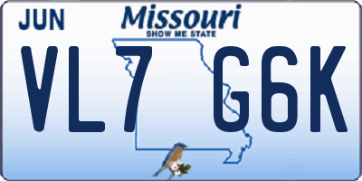 MO license plate VL7G6K