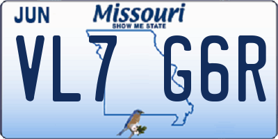 MO license plate VL7G6R