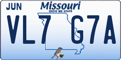 MO license plate VL7G7A